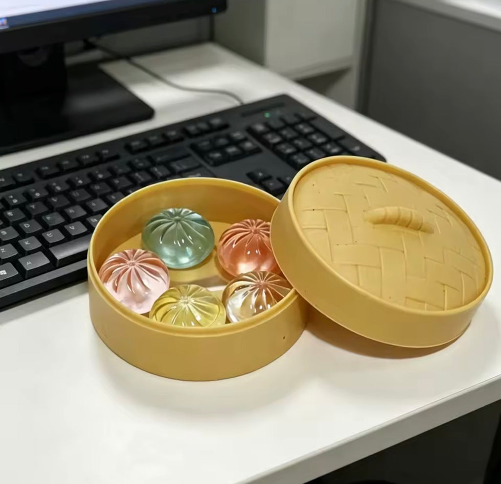 5Pcs Mini Dumplings with Steamer Bun Squeezable Toys Set