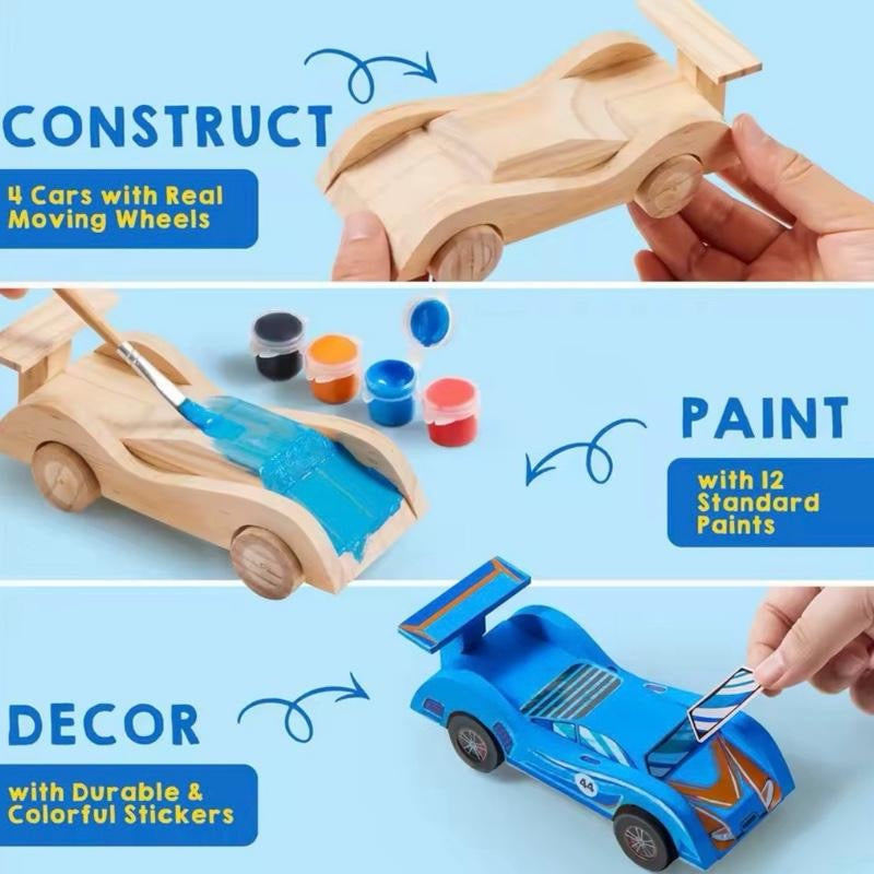 DIY Wooden Race Cars - Build & Paint 4 Race Cars