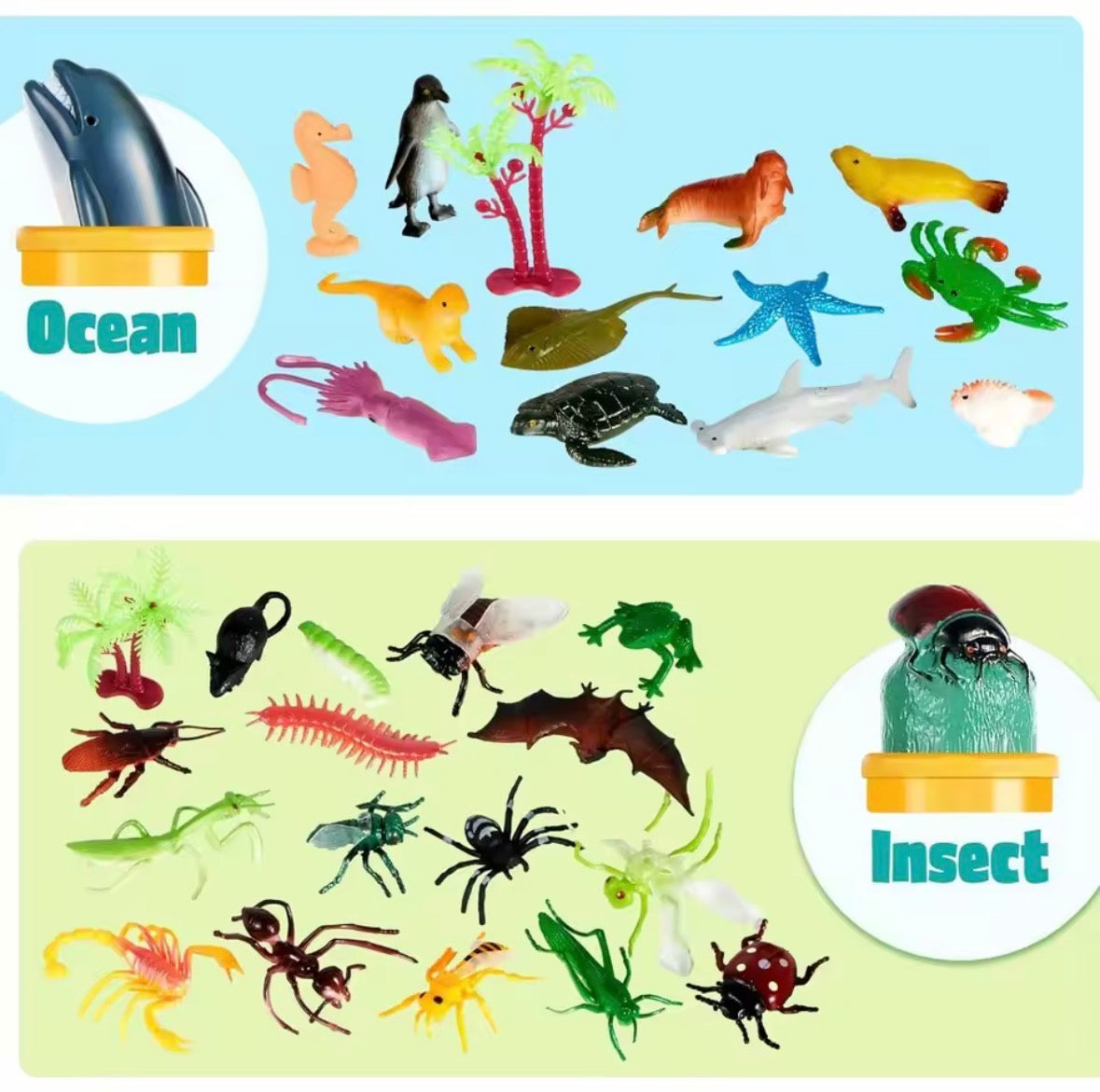 JOYFY 69 Pcs Small Animal Figures Mini Jungle Toy Set