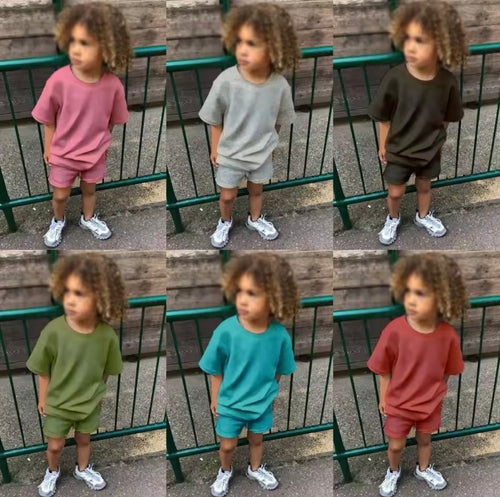 2pc Solid Short & T-Shirt Sets