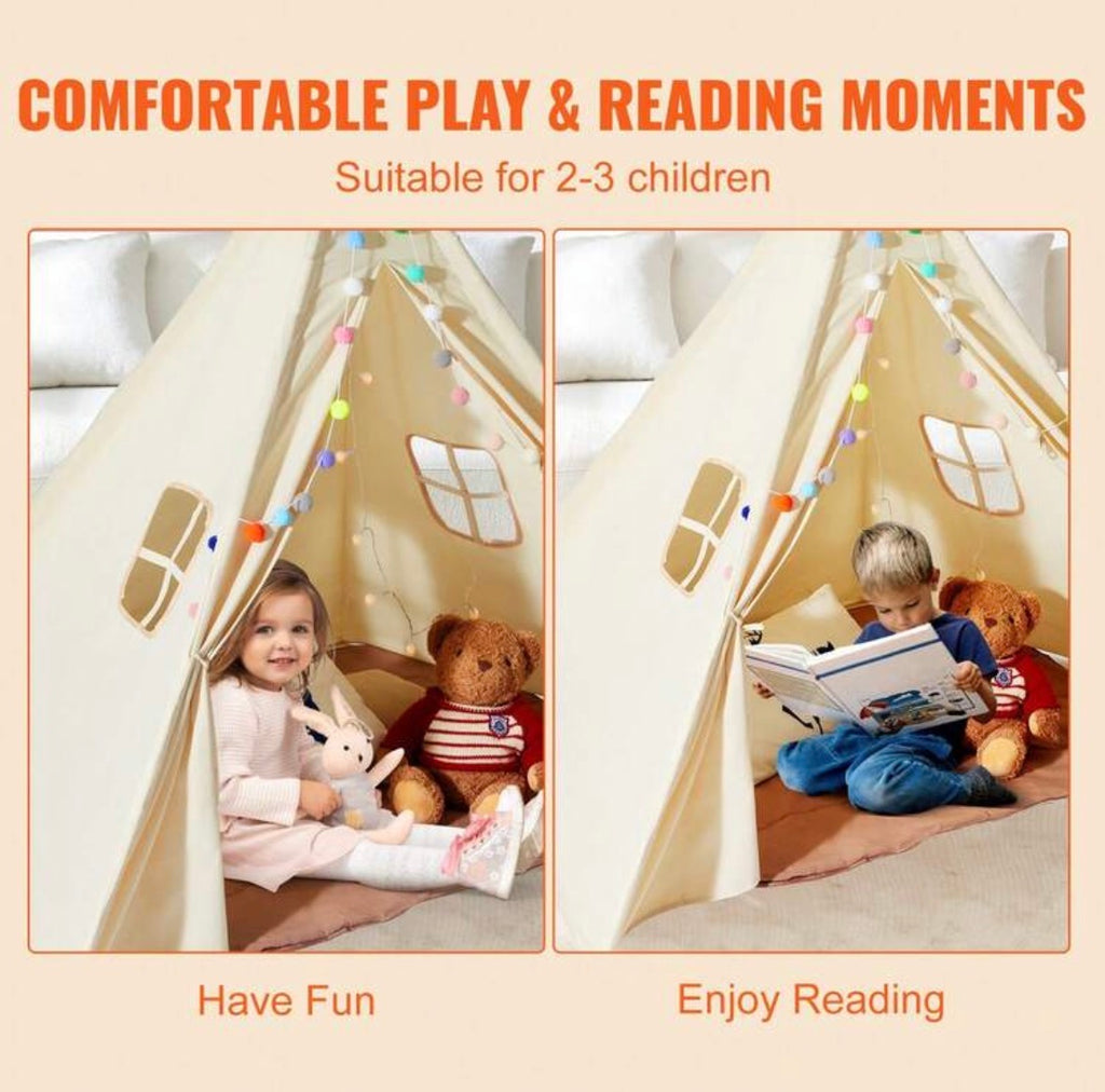 Kids Play Tent Teepee For 1-5 Years Old With Mat & Plush Balls