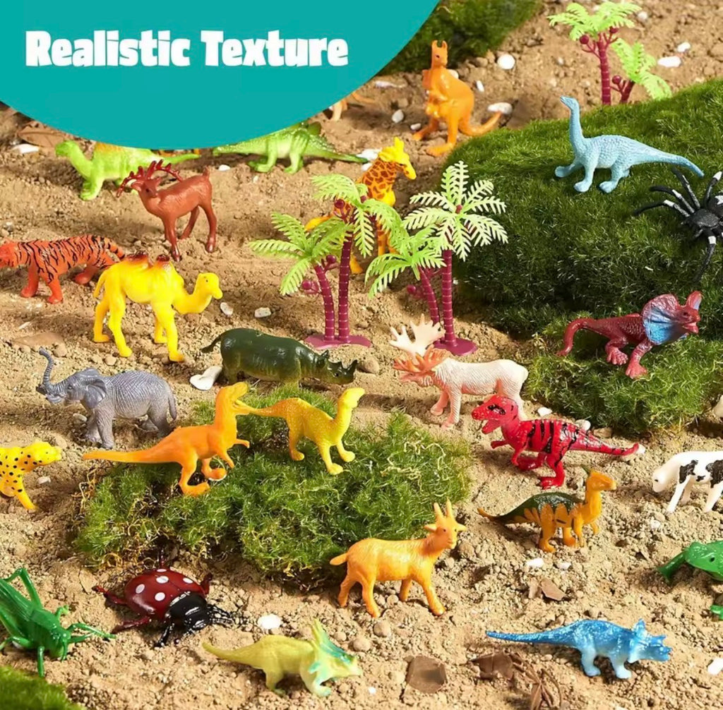 JOYFY 69 Pcs Small Animal Figures Mini Jungle Toy Set