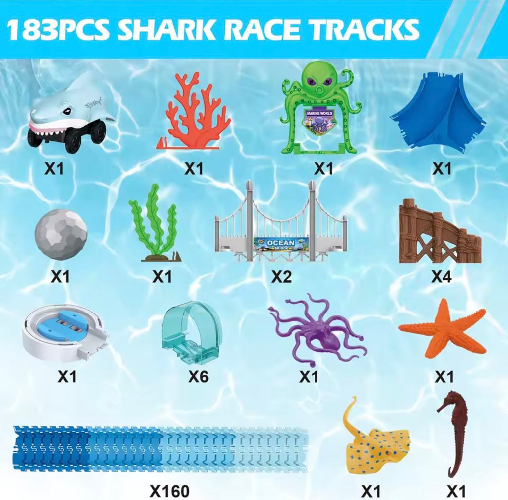 VATOS 182pc Track Toys Shark Race Car