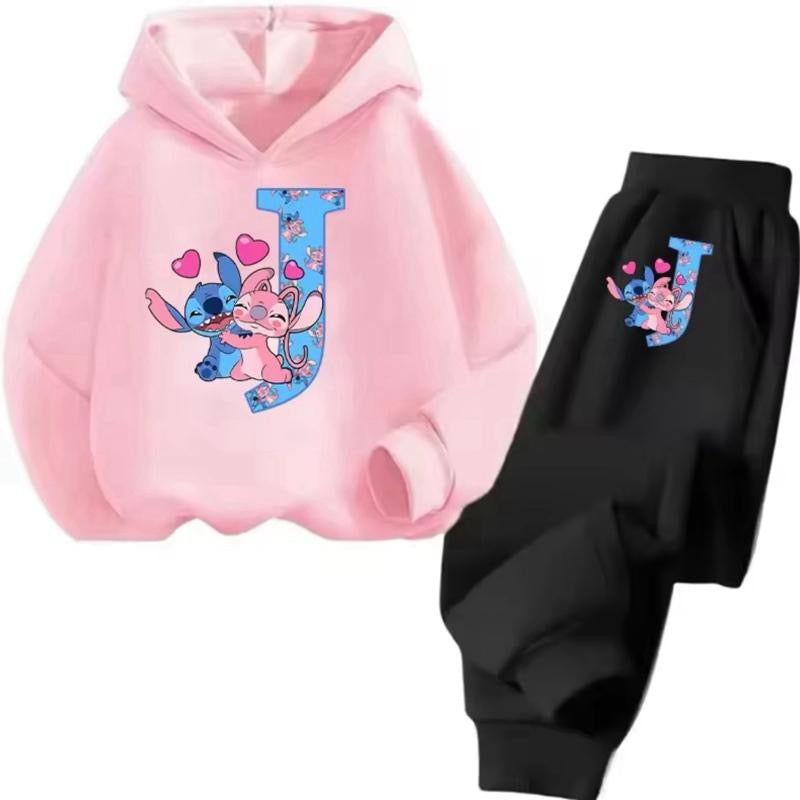 Stitch Personalised Alphabet Girls Children Tracksuit 3-14 Years