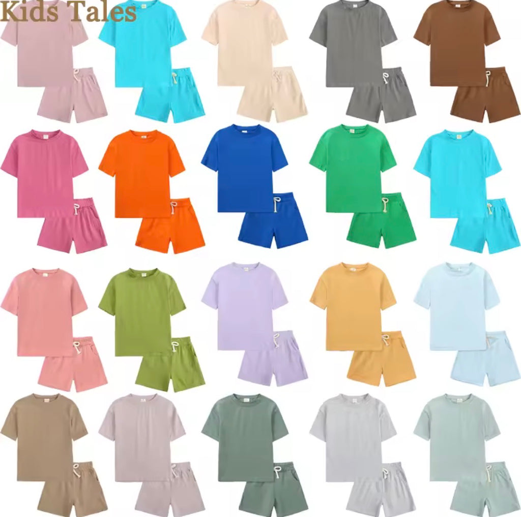 2pc Solid Short & T-Shirt Sets