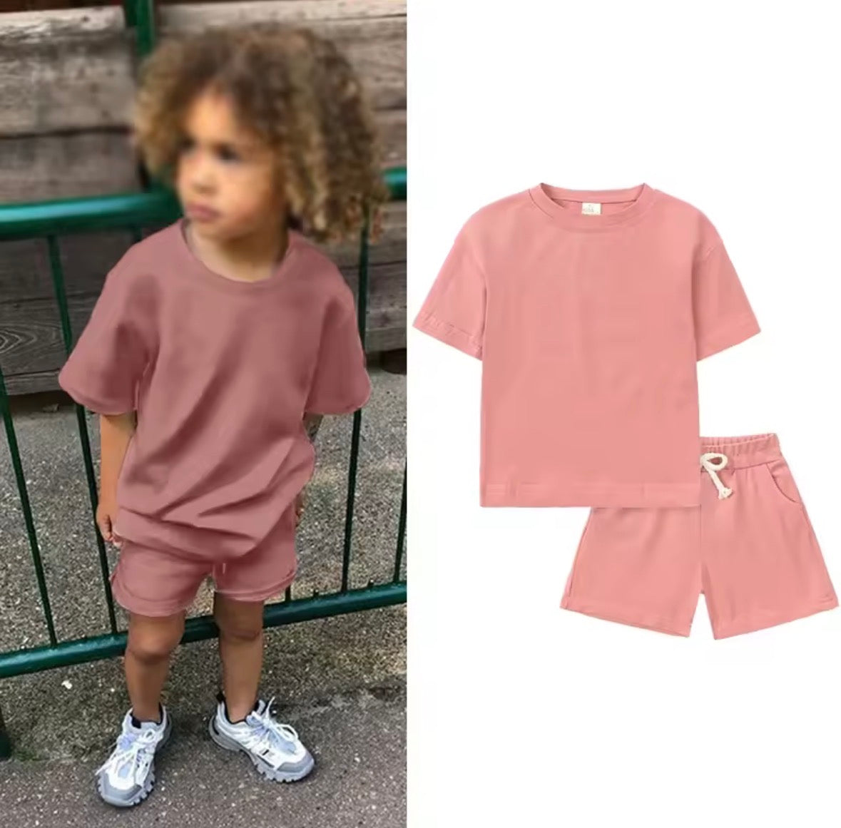 2pc Solid Short & T-Shirt Sets