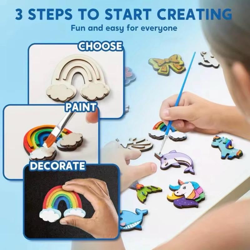 DIY Fantasy Wooden Magnets Kids Unicorn Art & Crafts