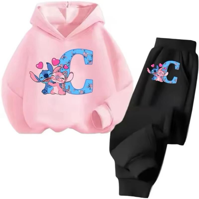 Stitch Personalised Alphabet Girls Children Tracksuit 3-14 Years
