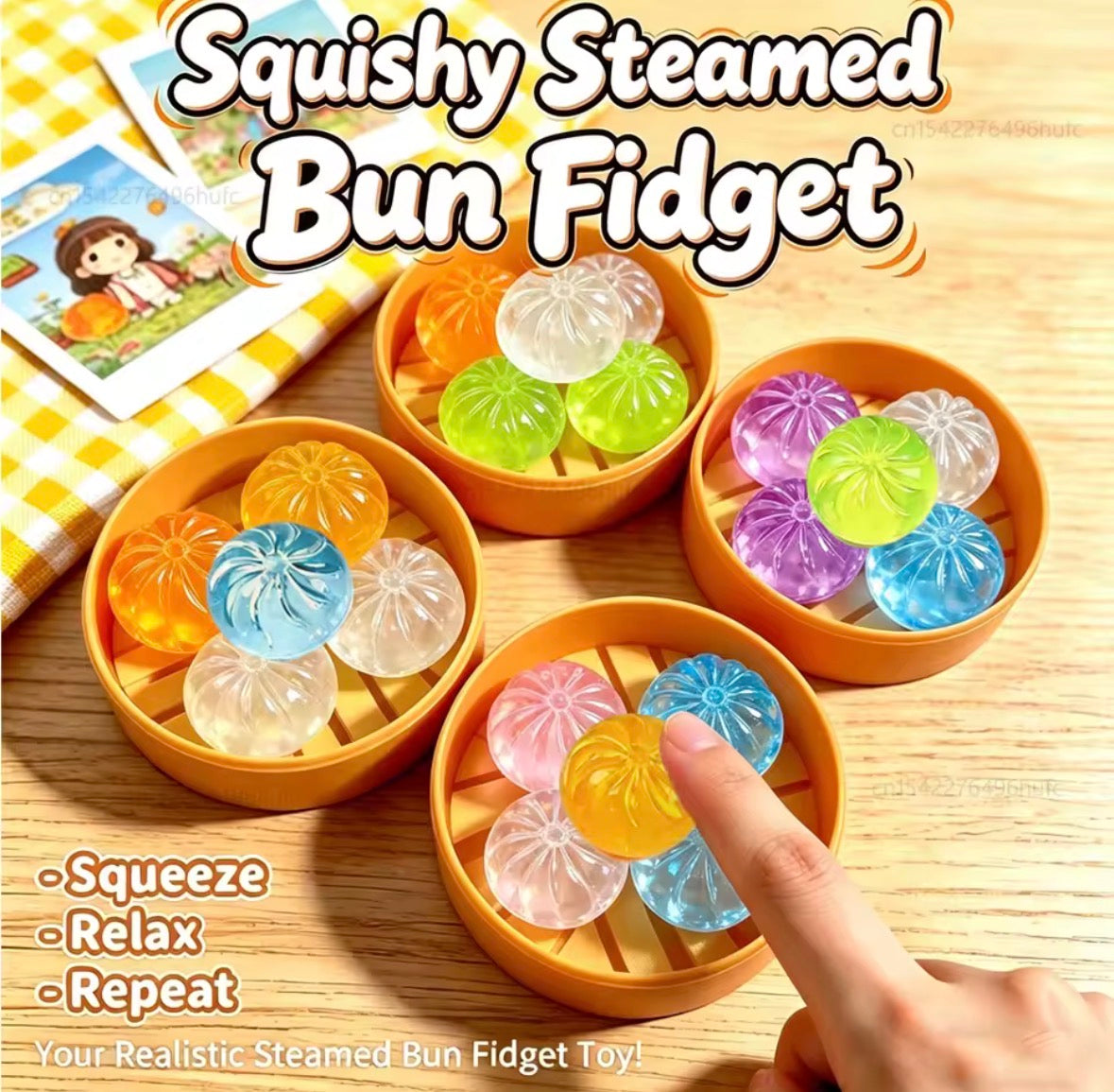 5Pcs Mini Dumplings with Steamer Bun Squeezable Toys Set