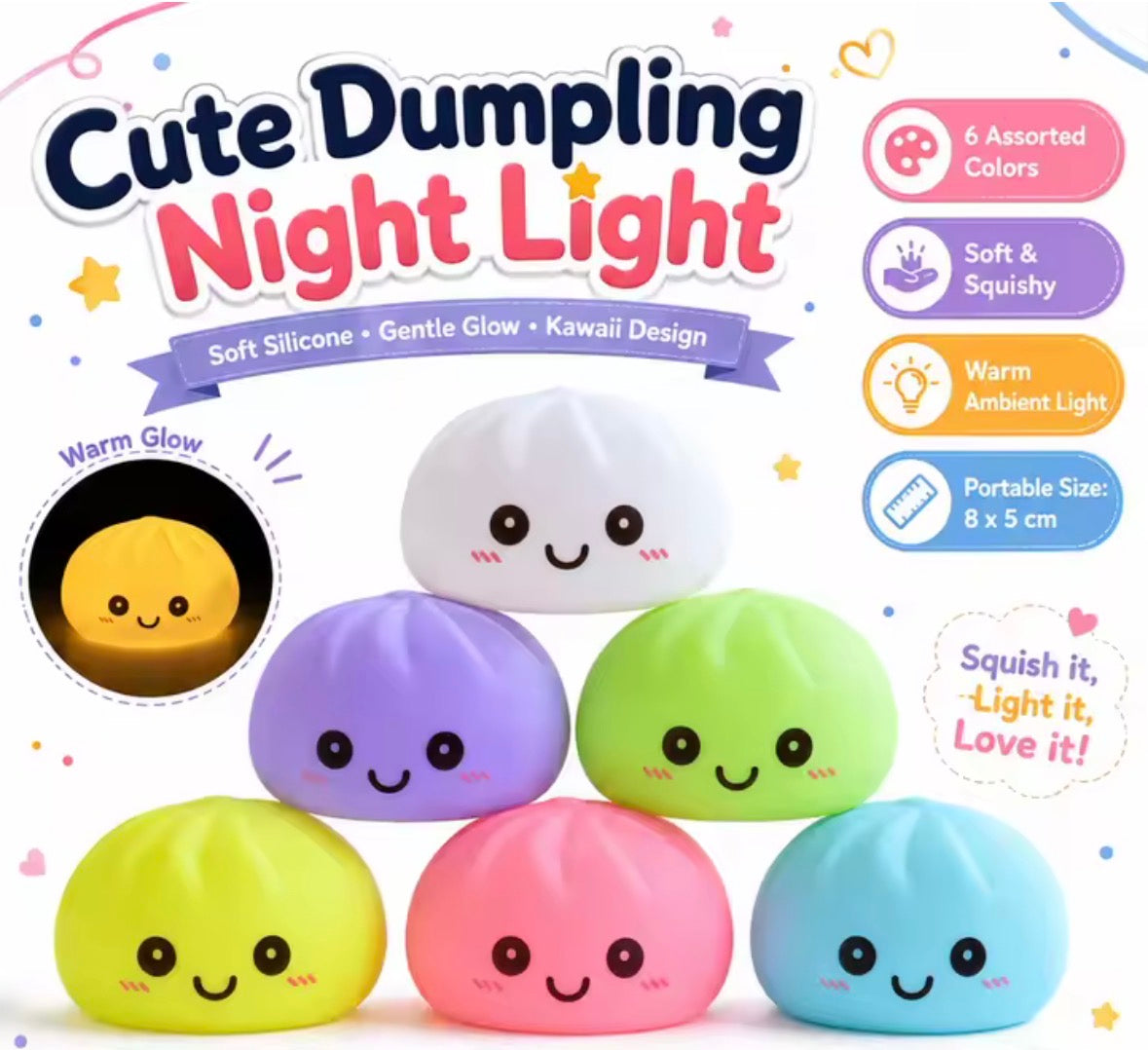 Cute Dumpling Night Light 8x5cm