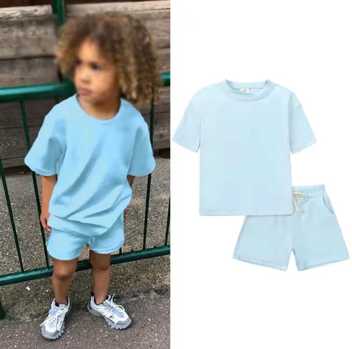 2pc Solid Short & T-Shirt Sets