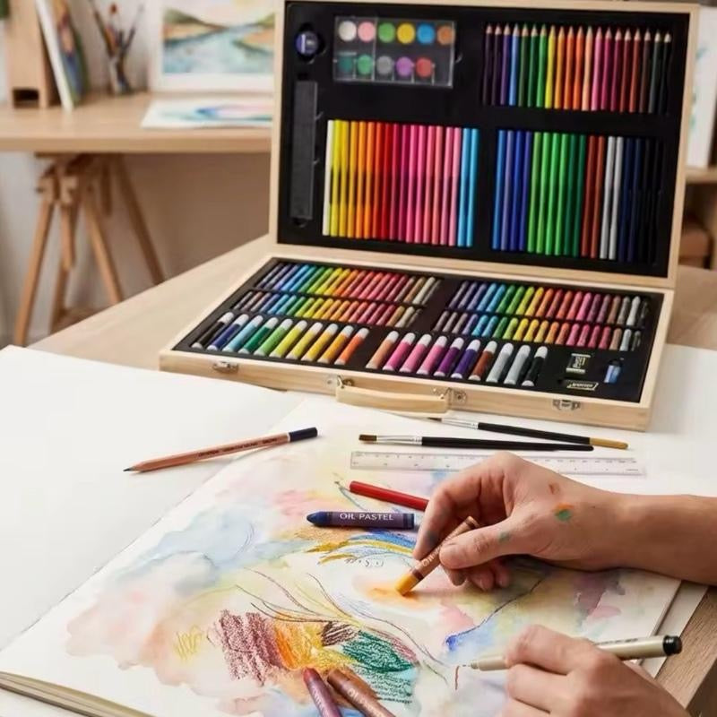 180PCS Drawing Art Kit For Kids In Wooden Box