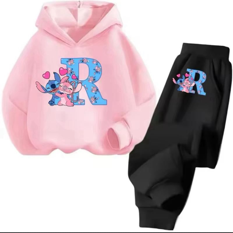 Stitch Personalised Alphabet Girls Children Tracksuit 3-14 Years