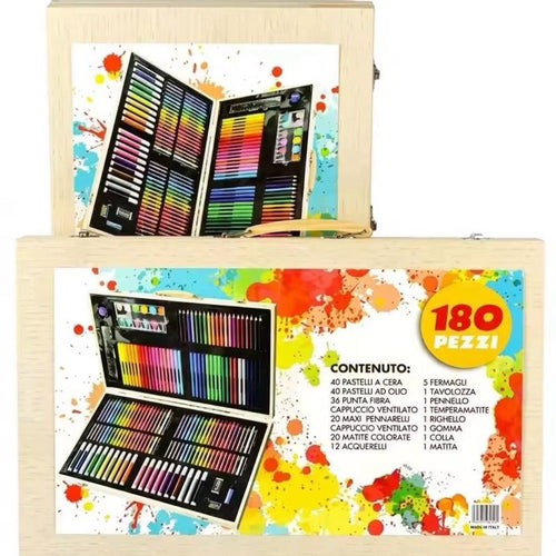 180PCS Drawing Art Kit For Kids In Wooden Box