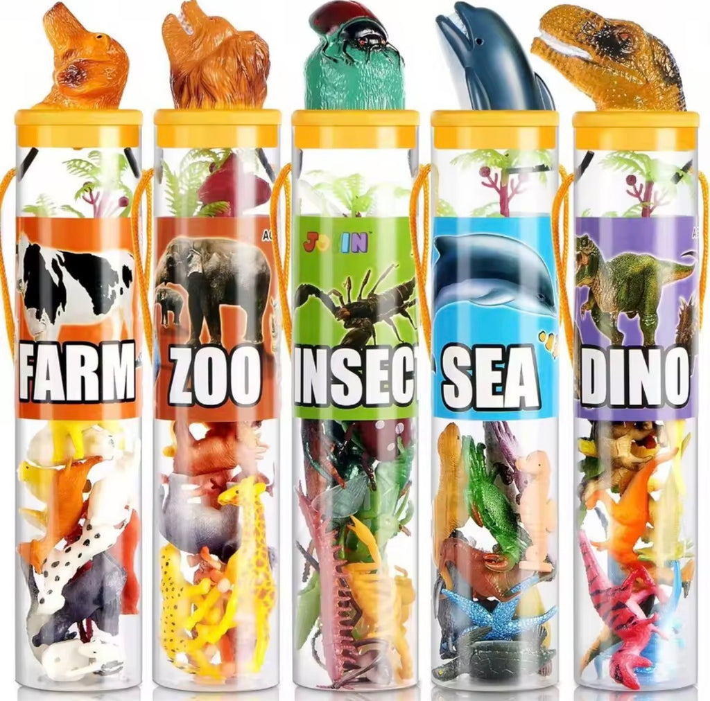 JOYFY 69 Pcs Small Animal Figures Mini Jungle Toy Set
