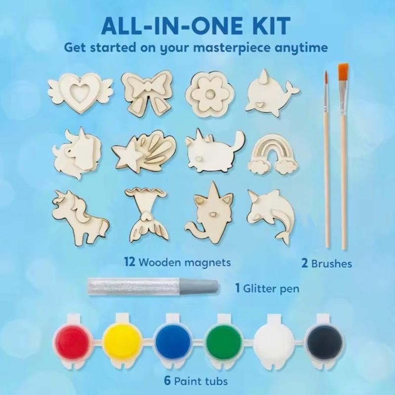 DIY Fantasy Wooden Magnets Kids Unicorn Art & Crafts