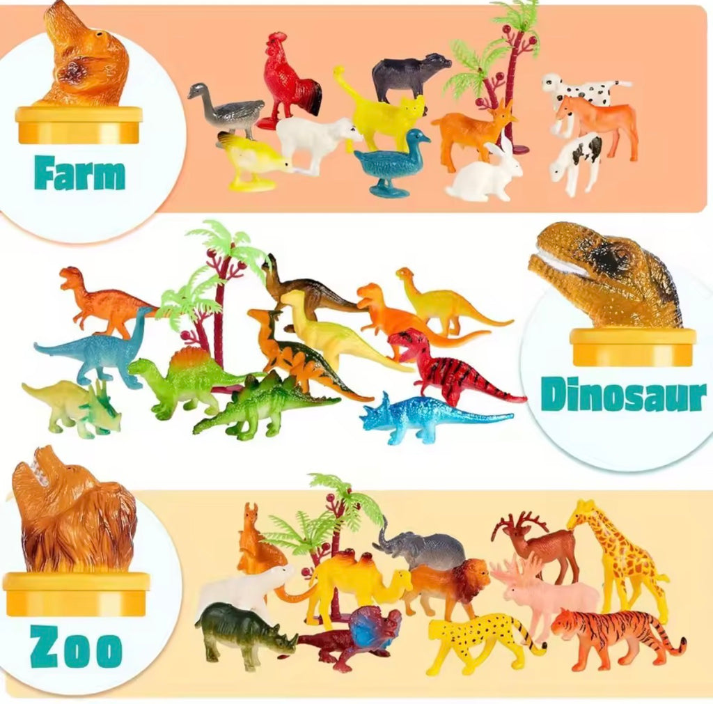 JOYFY 69 Pcs Small Animal Figures Mini Jungle Toy Set