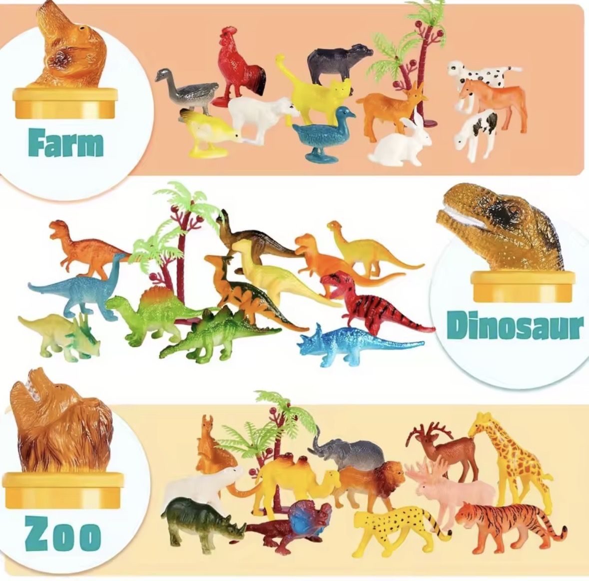 JOYFY 69 Pcs Small Animal Figures Mini Jungle Toy Set