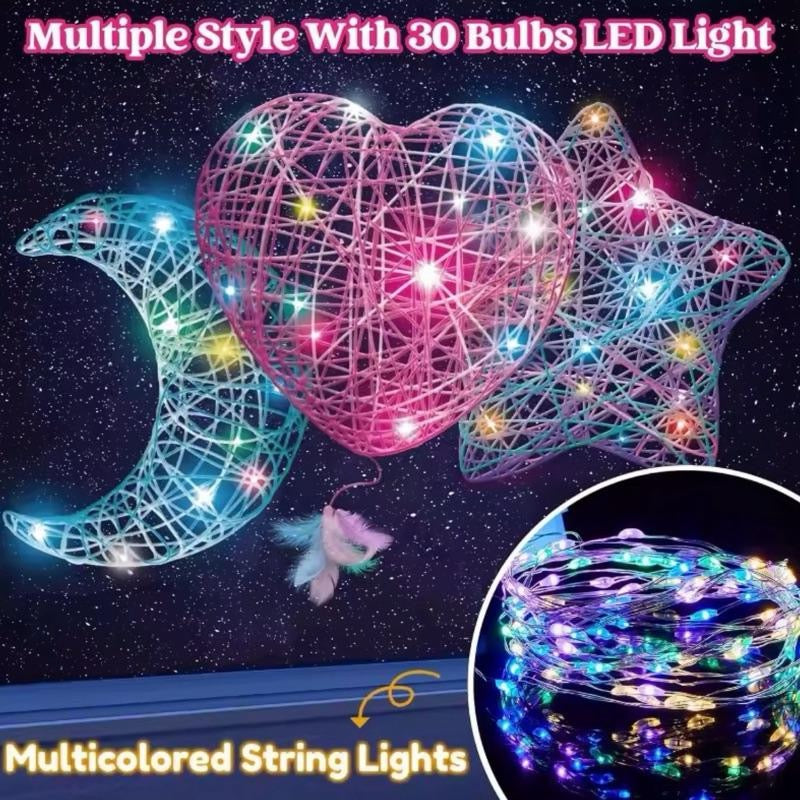 3D String Art Kit Light Up Toy with 30 Multi-Colored LED Bulbs